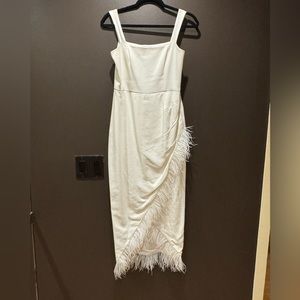 Saylor white dress with feathers, size small